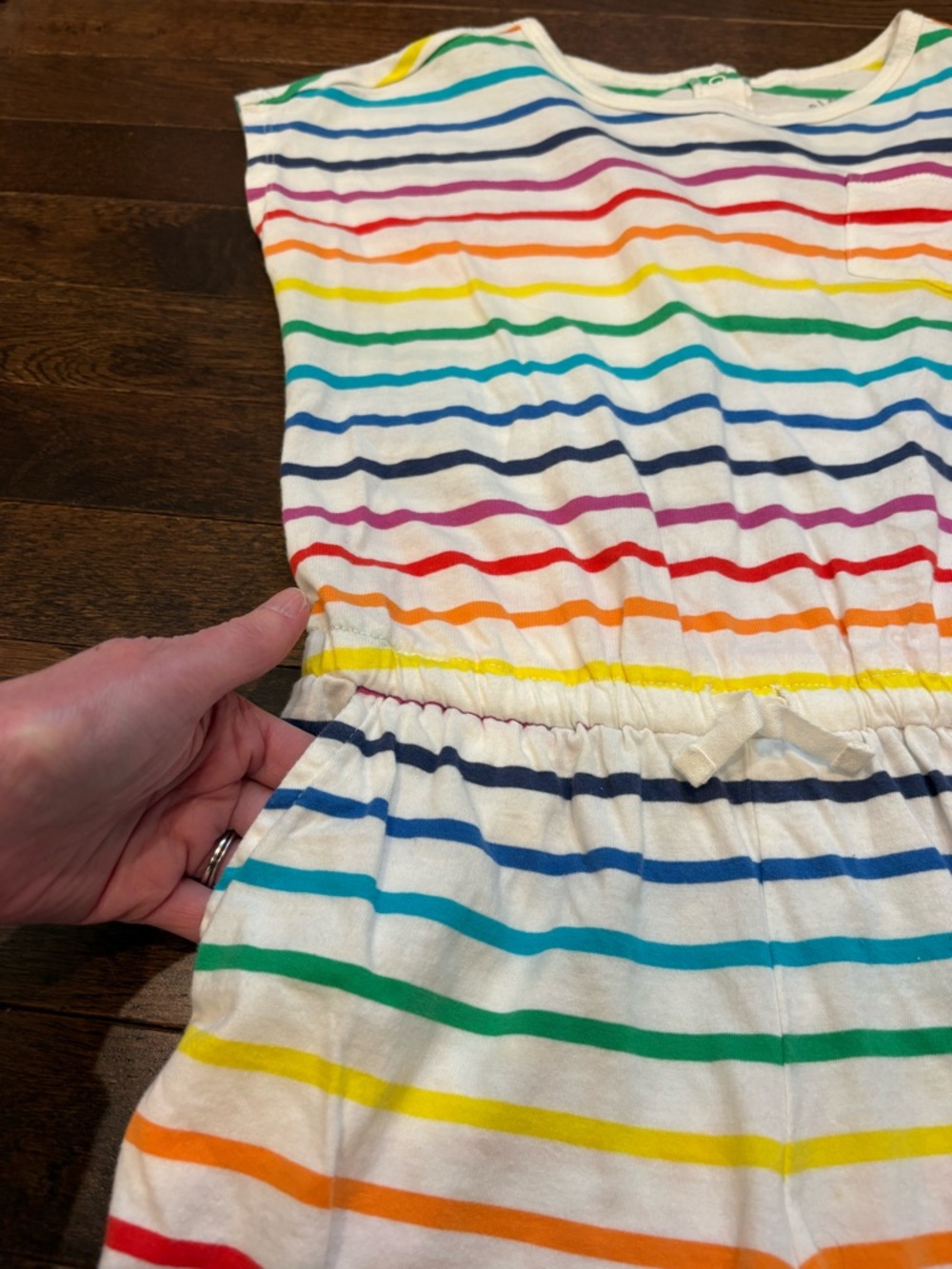 Primary Girls Rainbow Stripe Sleeveless Romper Size 10 100% Cotton - Picture 8 of 9